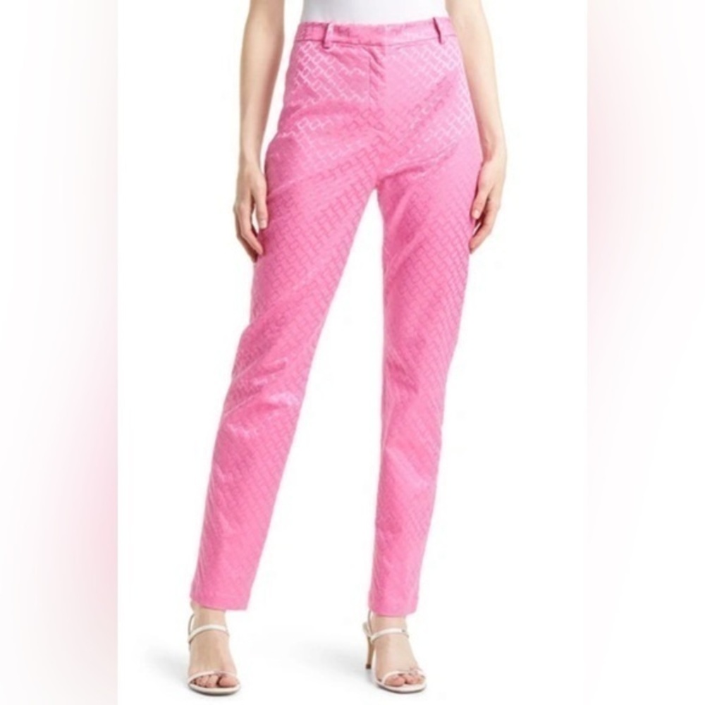 & Other Stories Anthropologie high waist jacquard tapered pink pants women’s 12